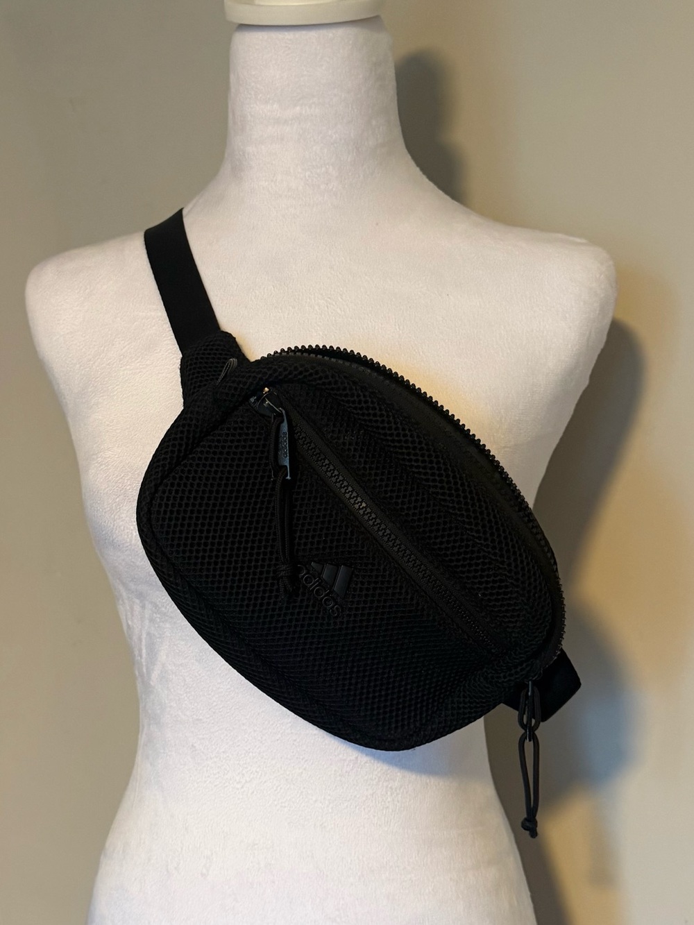 adidas Black Mesh Waist Pack Sling Bag